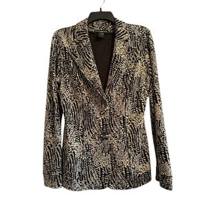 Evovorro Chic Business Blazer Jacket Womens Large Black & Gold Made in USA